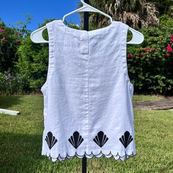 Calypso St Barth White Linen Embroidered Shell Blouse Size M - Picture 2 of 7